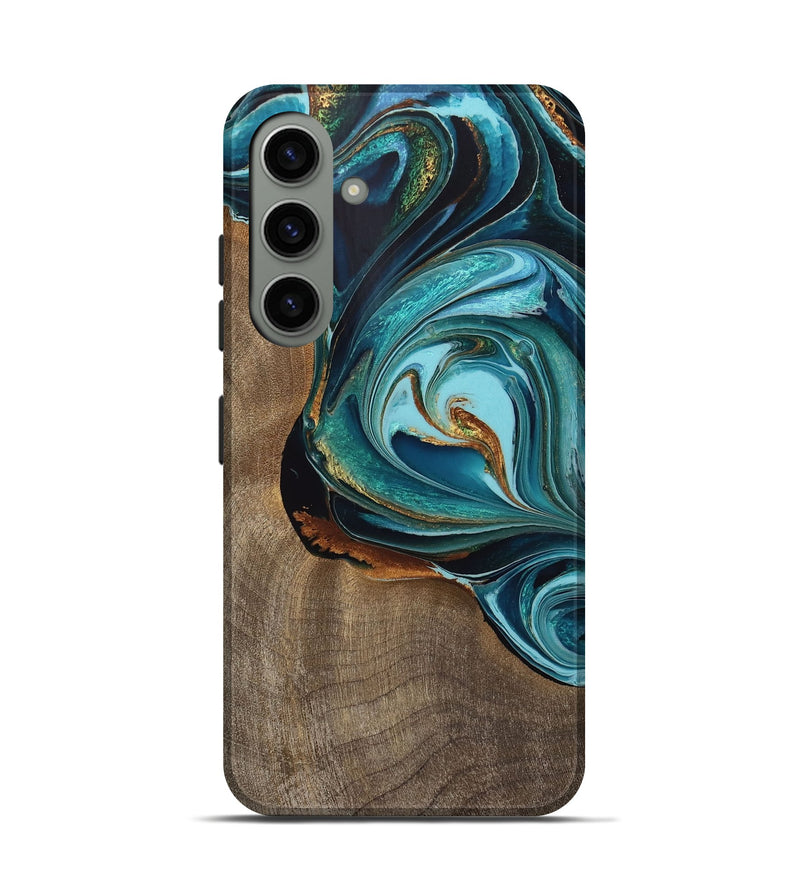 Galaxy S24 Wood Live Edge Phone Case - Rani (Teal & Gold, 733075)