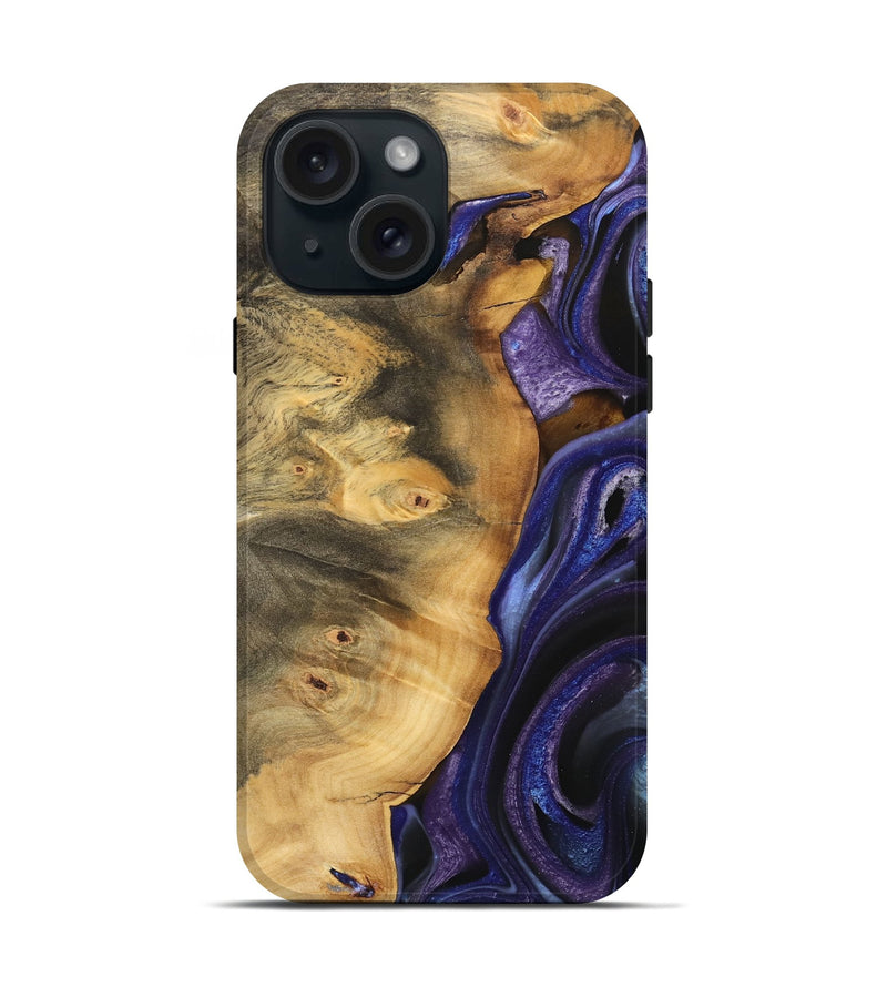 iPhone 15 Wood Live Edge Phone Case - Lavinia (Purple, 733077)