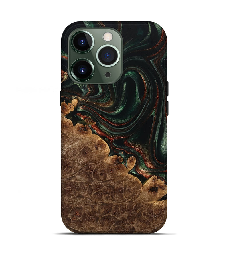 iPhone 13 Pro Wood Live Edge Phone Case - Leeanne (Green, 733085)