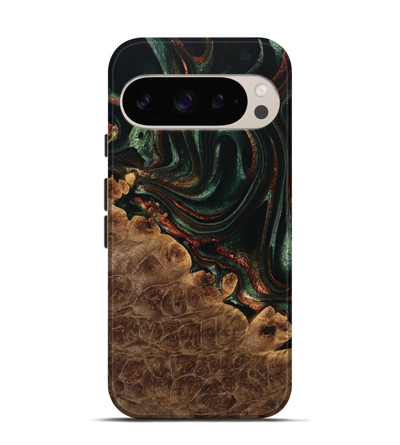 Pixel 9 Wood Live Edge Phone Case - Leeanne (Green, 733085)