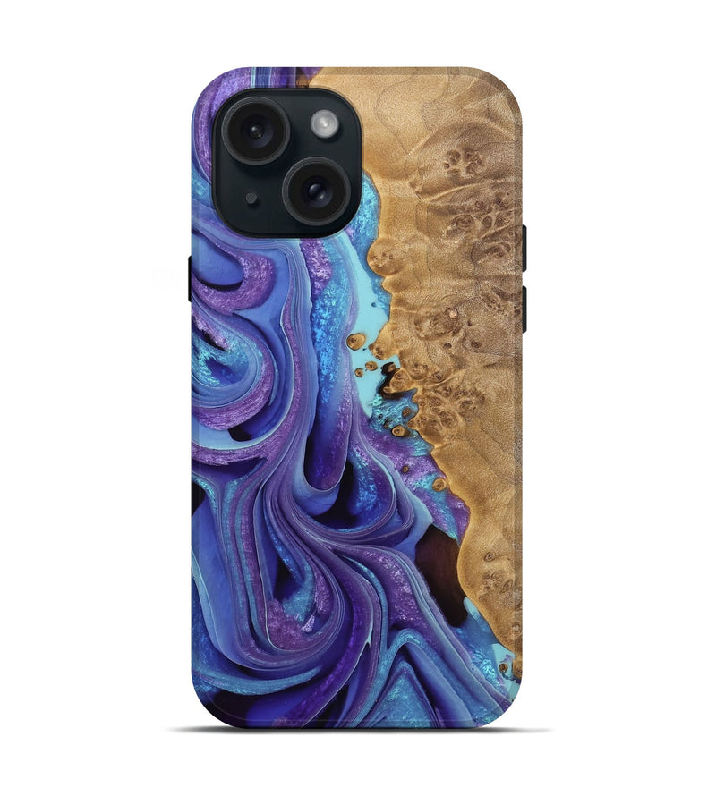 iPhone 15 Wood Live Edge Phone Case - Kini (Purple, 733088)