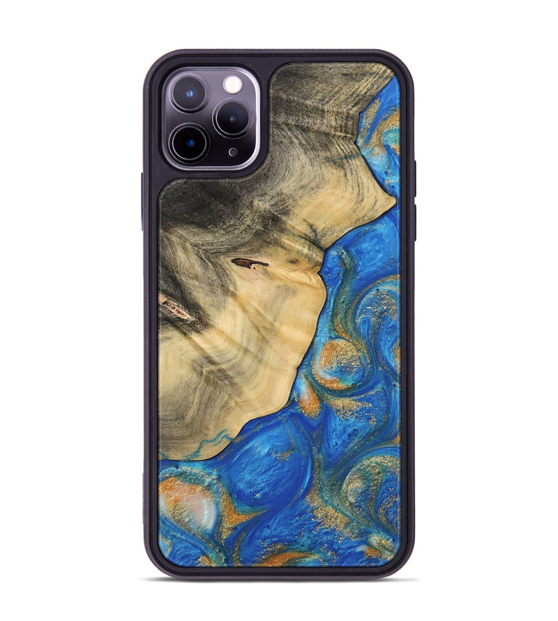 iPhone 11 Pro Max Wood Phone Case - Finance (Teal & Gold, 733095)