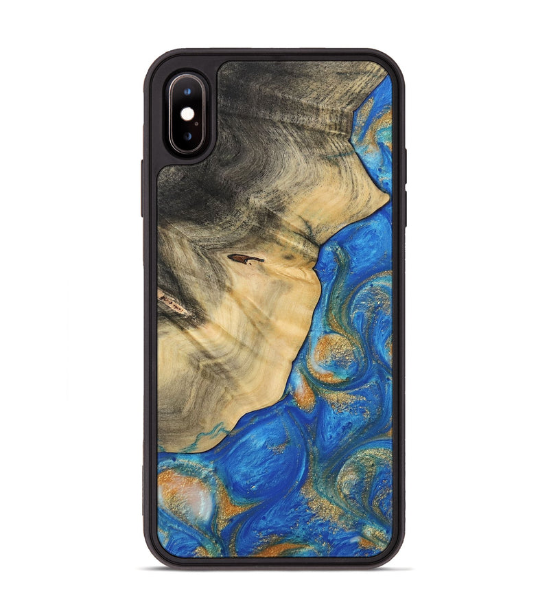 iPhone Xs Max Wood Phone Case - Finance (Teal & Gold, 733095)