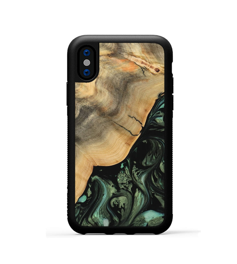 iPhone Xs Wood Phone Case - Nerte (Green, 733096)