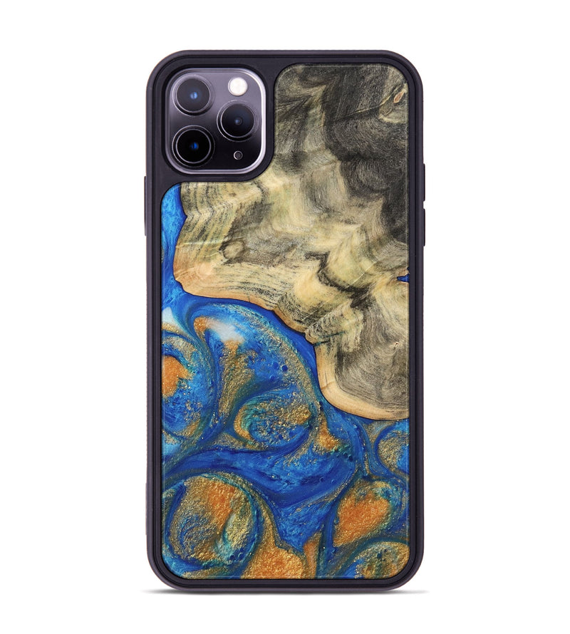 iPhone 11 Pro Max Wood Phone Case - Azaria (Teal & Gold, 733100)