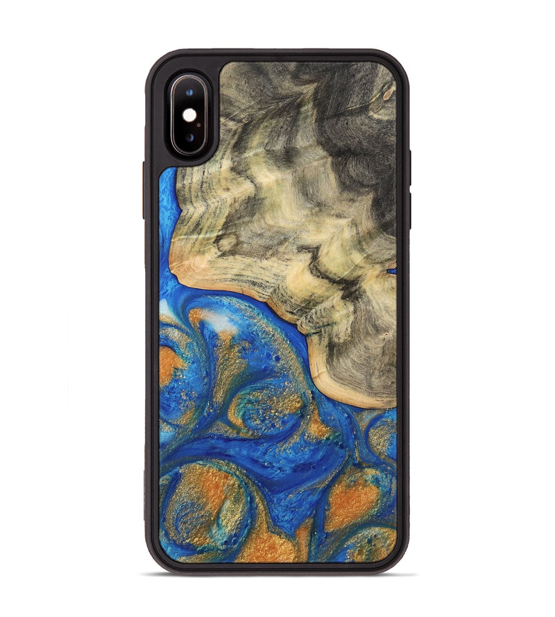 iPhone Xs Max Wood Phone Case - Azaria (Teal & Gold, 733100)