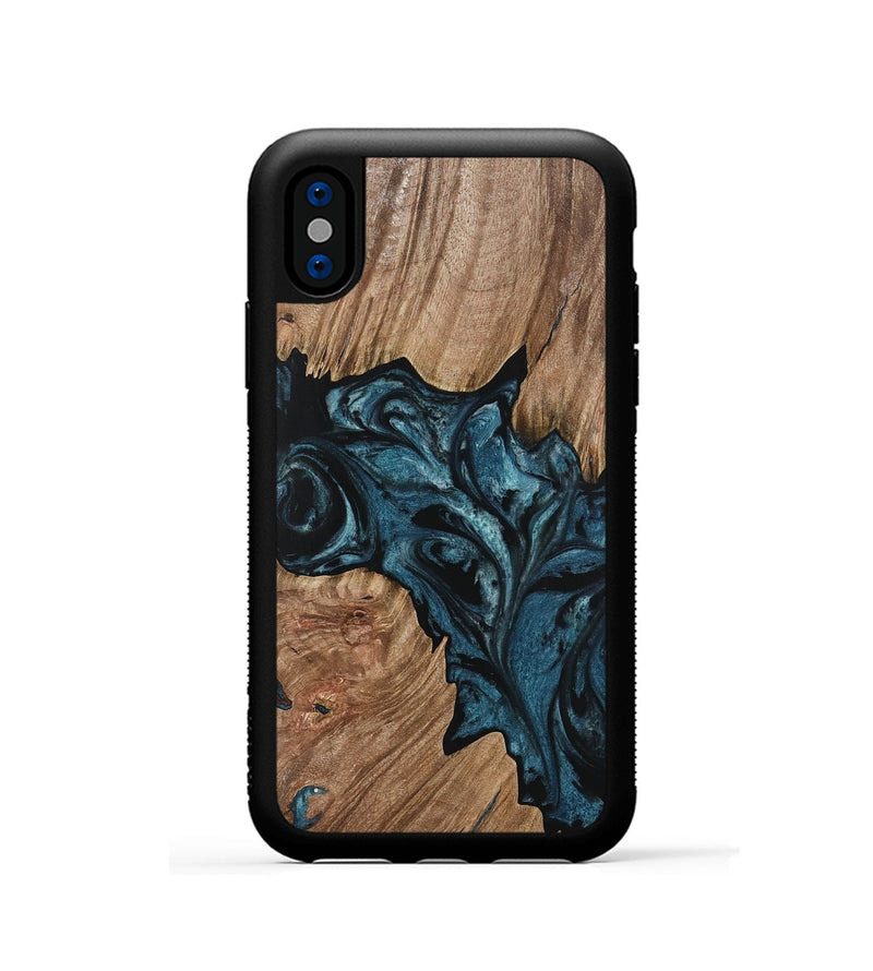 iPhone Xs Wood Phone Case - Perle (Blue, 733102)