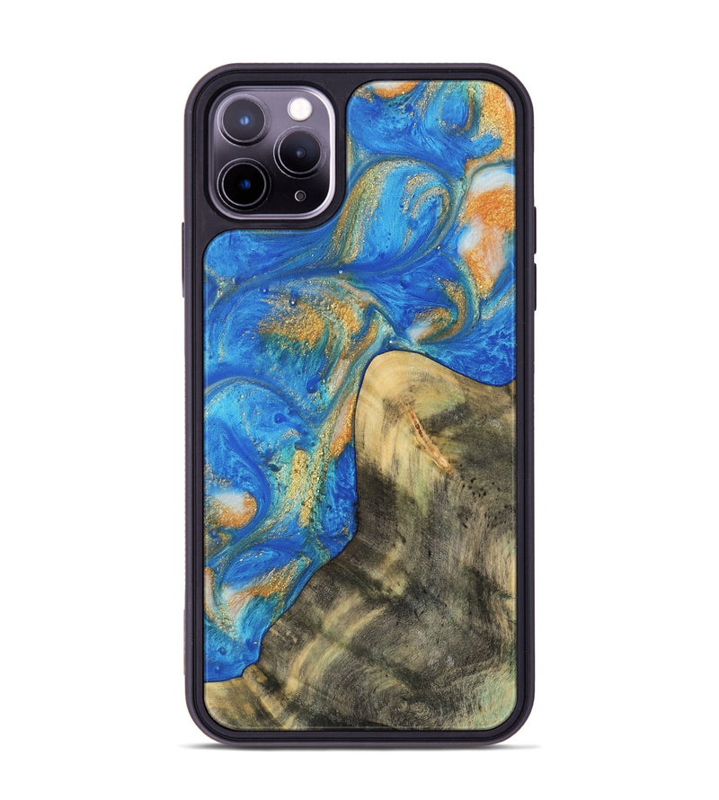 iPhone 11 Pro Max Wood Phone Case - Winonah (Teal & Gold, 733103)