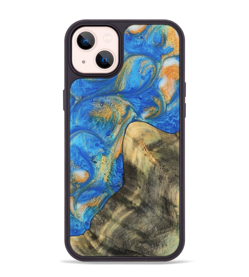 iPhone 14 Plus Wood Phone Case - Winonah (Teal & Gold, 733103)