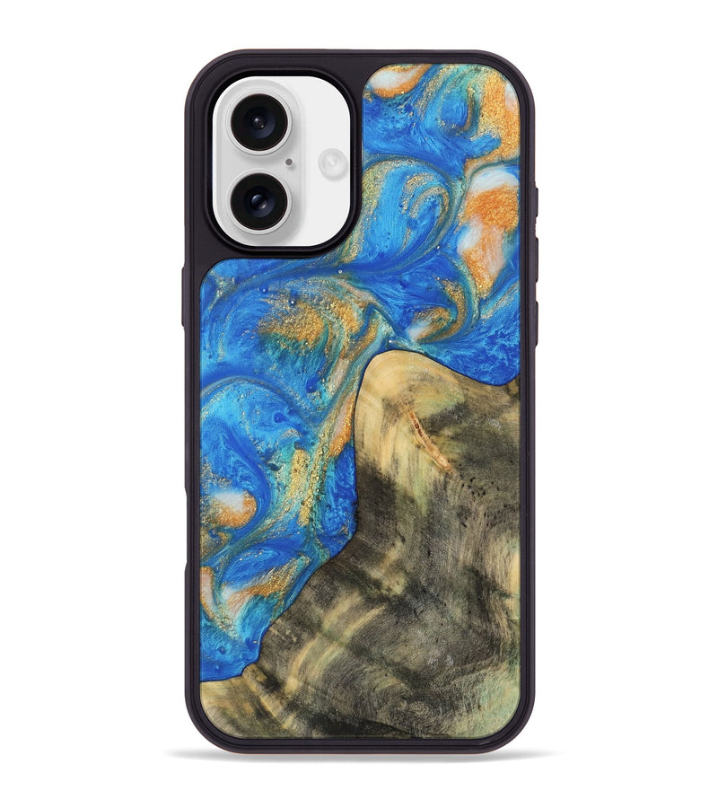 iPhone 16 Plus Wood Phone Case - Winonah (Teal & Gold, 733103)