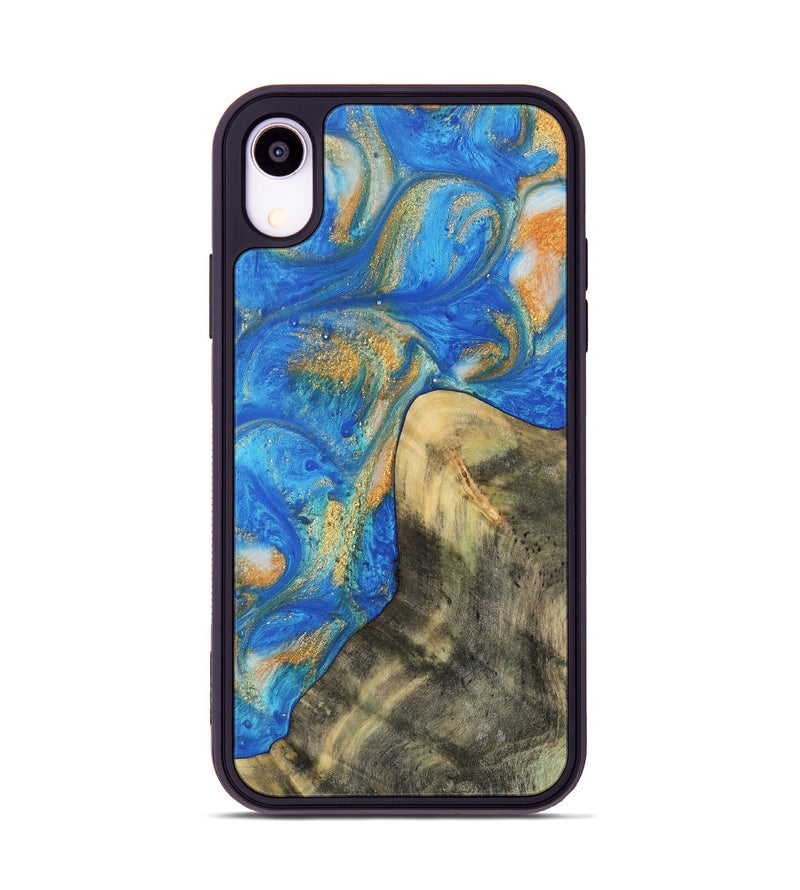 iPhone Xr Wood Phone Case - Winonah (Teal & Gold, 733103)