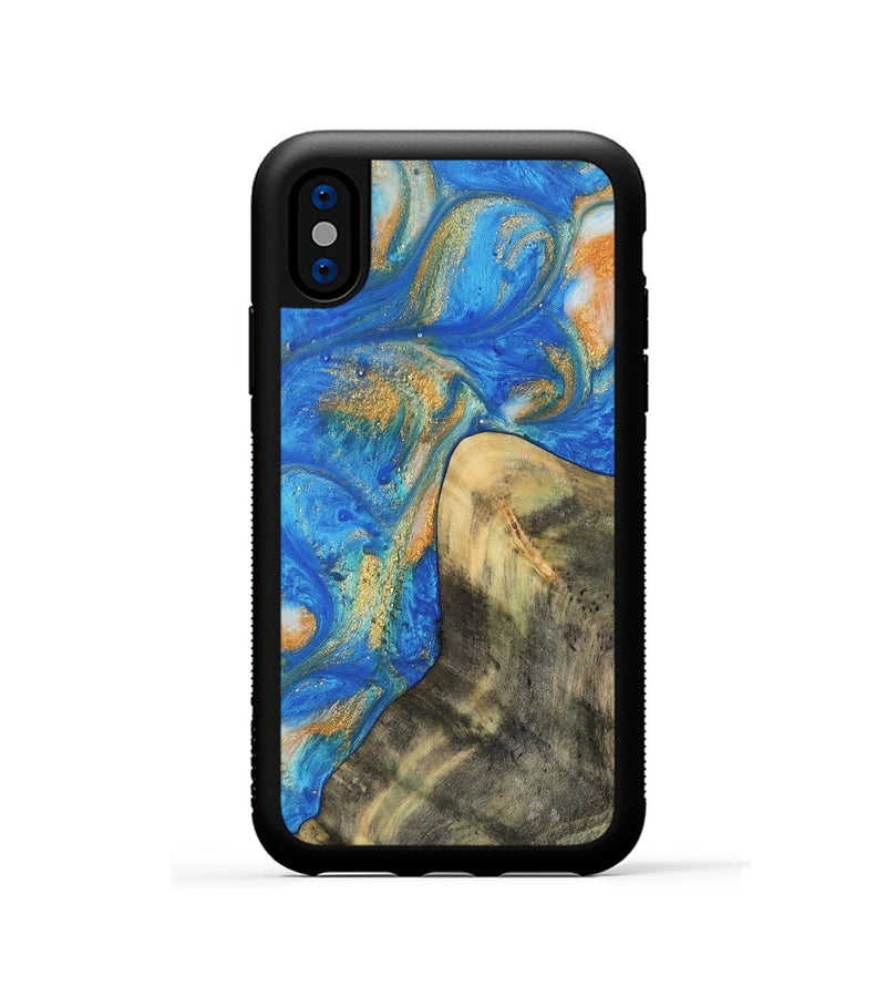 iPhone Xs Wood Phone Case - Winonah (Teal & Gold, 733103)