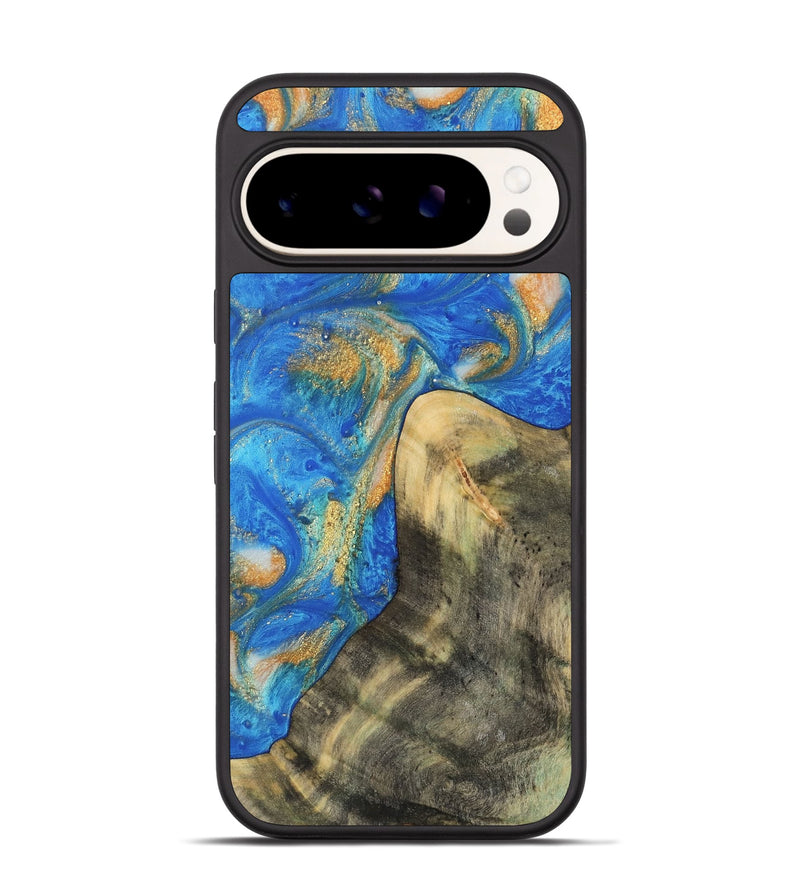 Pixel 9 Pro Wood Phone Case - Winonah (Teal & Gold, 733103)