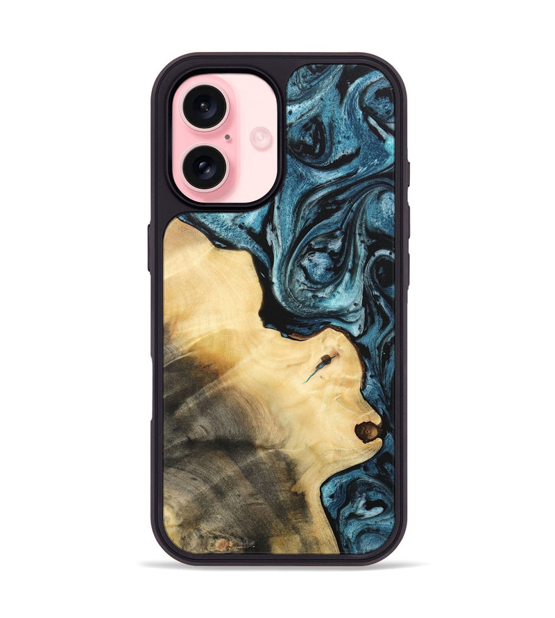 iPhone 16 Wood Phone Case - Linda (Blue, 733113)