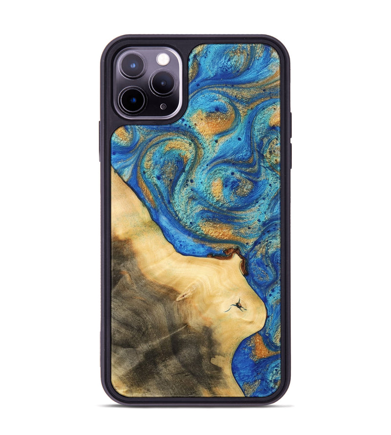 iPhone 11 Pro Max Wood Phone Case - Garo (Teal & Gold, 733114)