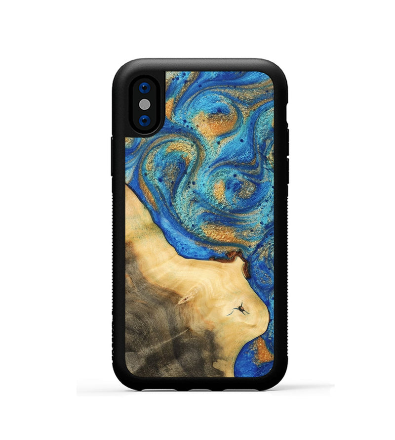 iPhone Xs Wood Phone Case - Garo (Teal & Gold, 733114)