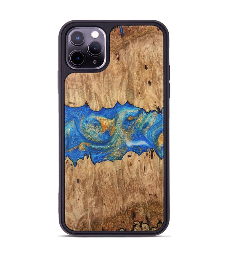 iPhone 11 Pro Max Wood Phone Case - Harl (Teal & Gold, 733116)