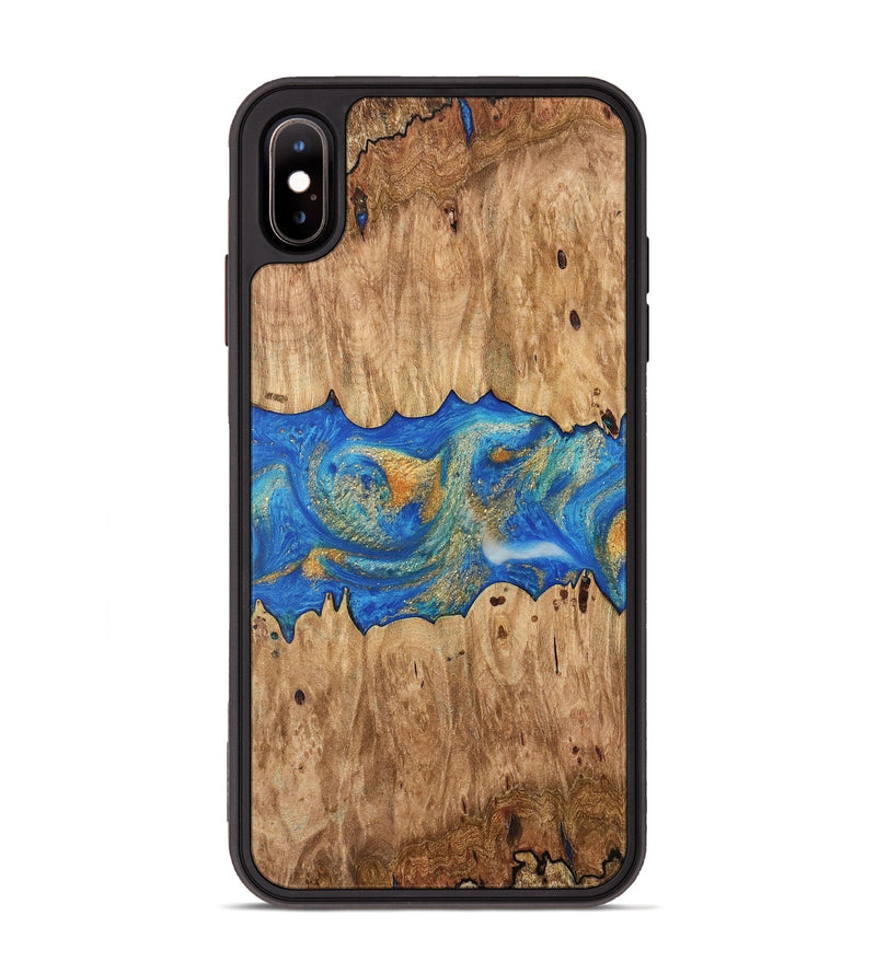 iPhone Xs Max Wood Phone Case - Harl (Teal & Gold, 733116)