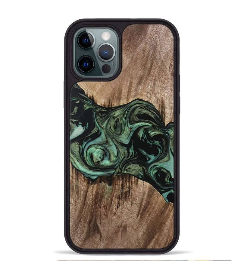 iPhone 12 Pro Max Wood Phone Case - Dewi (Green, 733117)