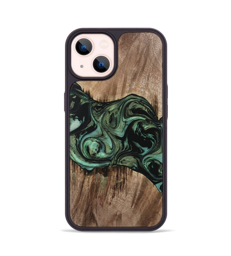 iPhone 14 Wood Phone Case - Dewi (Green, 733117)