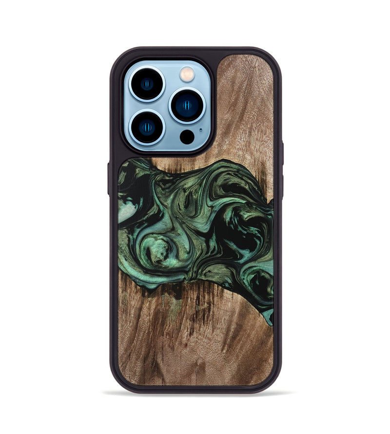 iPhone 14 Pro Wood Phone Case - Dewi (Green, 733117)