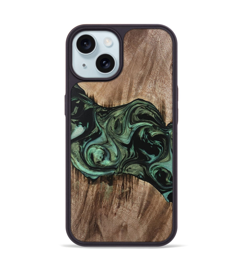 iPhone 15 Wood Phone Case - Dewi (Green, 733117)