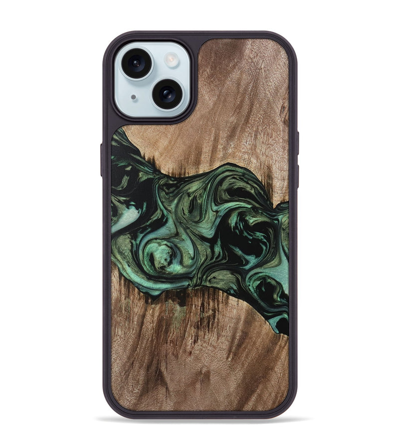 iPhone 15 Plus Wood Phone Case - Dewi (Green, 733117)