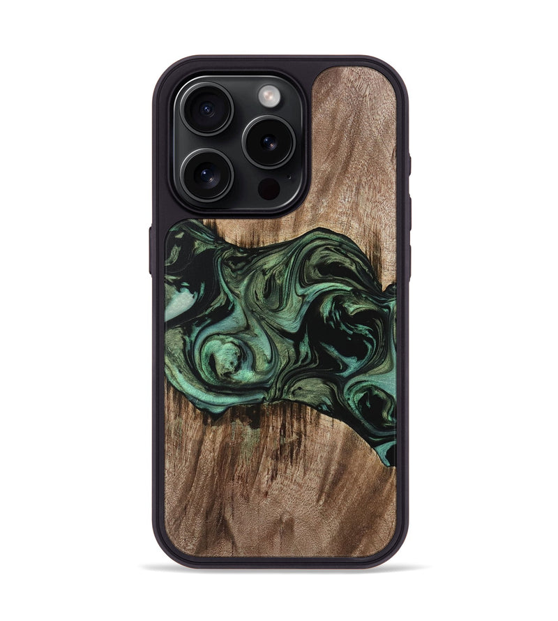 iPhone 15 Pro Wood Phone Case - Dewi (Green, 733117)