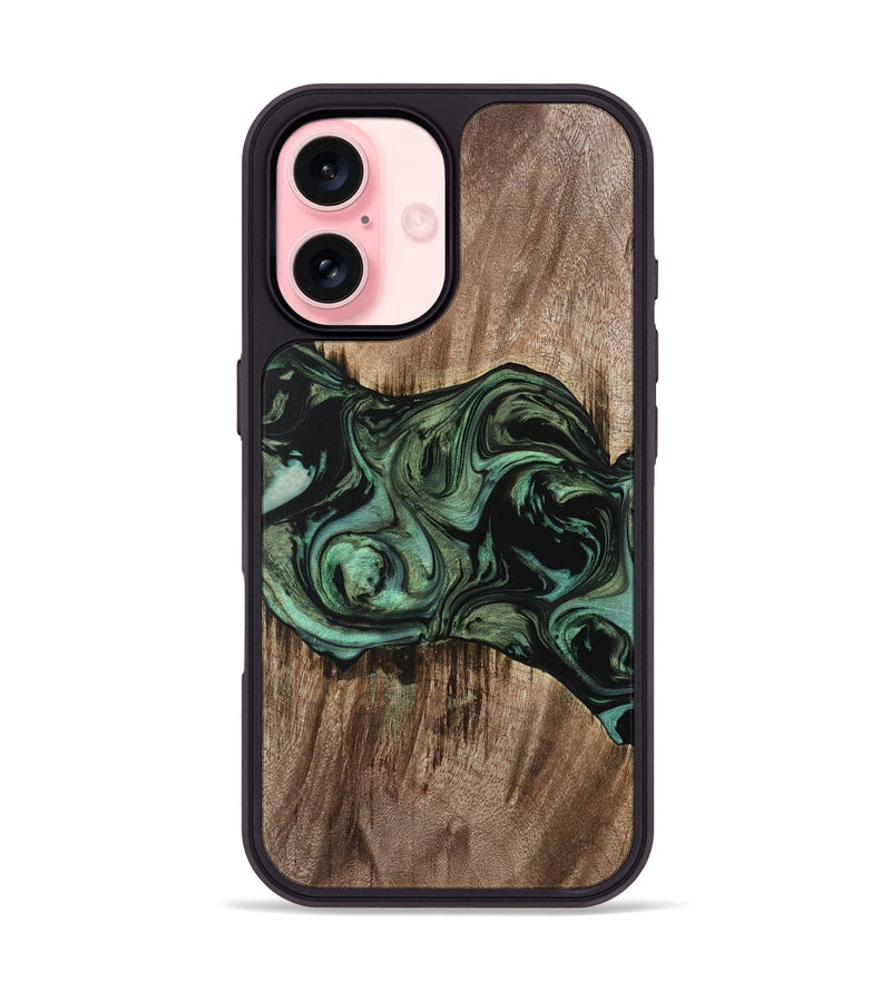 iPhone 16 Wood Phone Case - Dewi (Green, 733117)