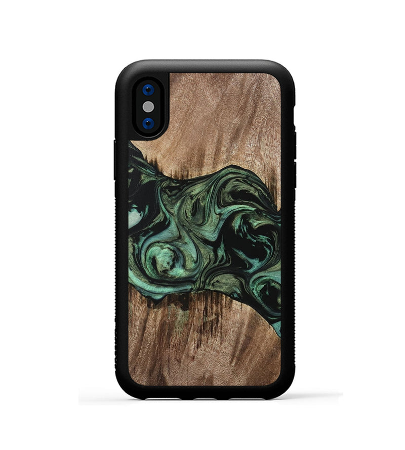 iPhone Xs Wood Phone Case - Dewi (Green, 733117)