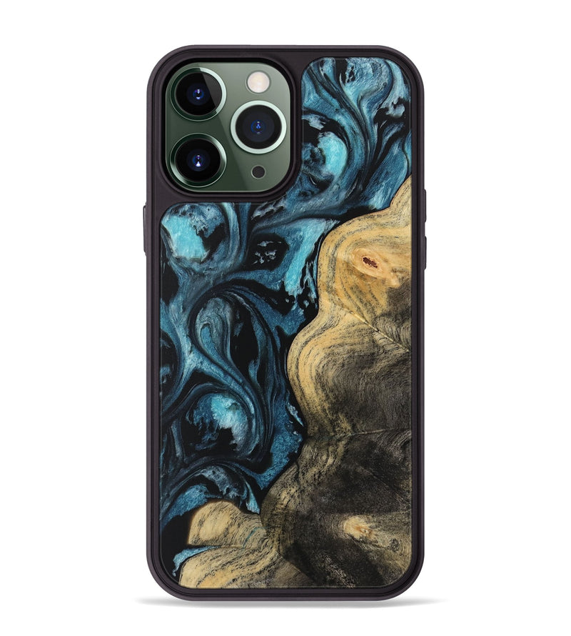 iPhone 13 Pro Max Wood Phone Case - Kadin (Blue, 733122)