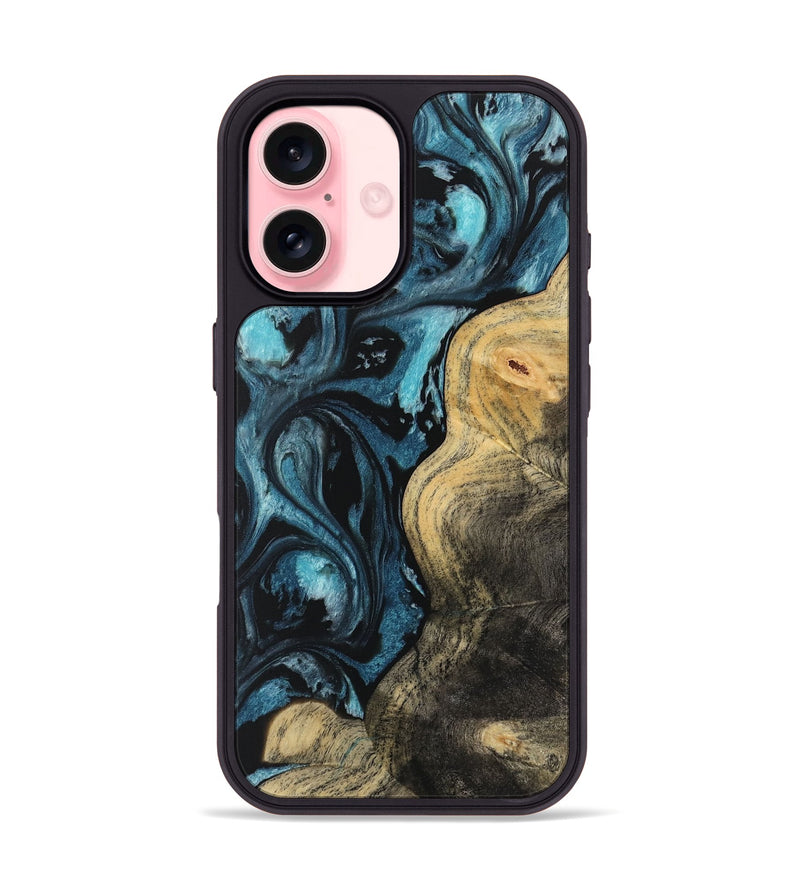 iPhone 16 Wood Phone Case - Kadin (Blue, 733122)