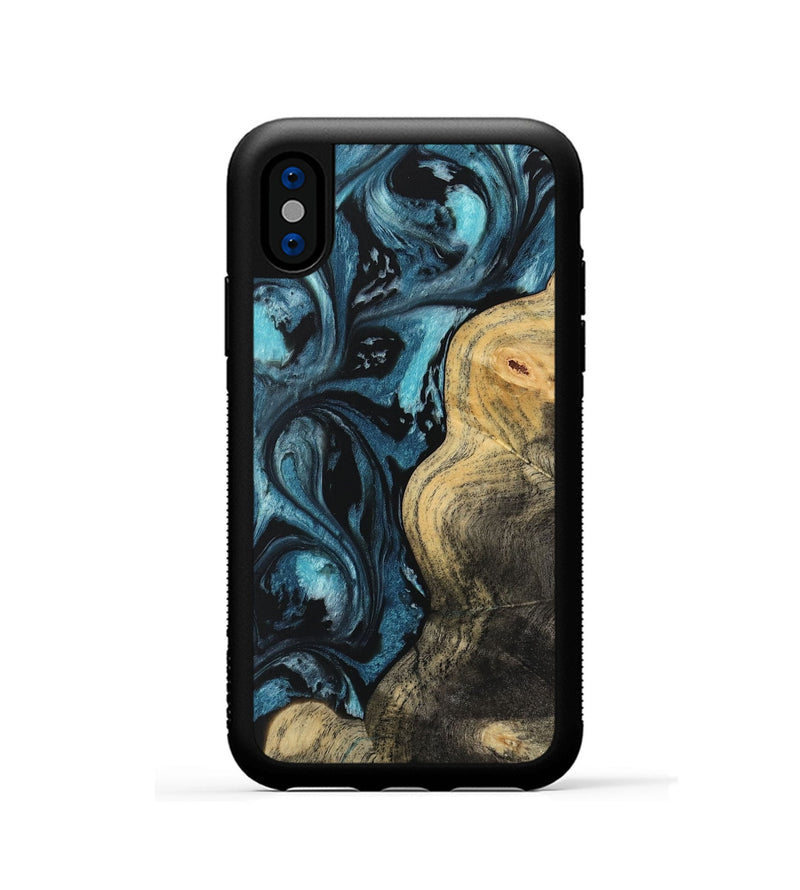 iPhone Xs Wood Phone Case - Kadin (Blue, 733122)