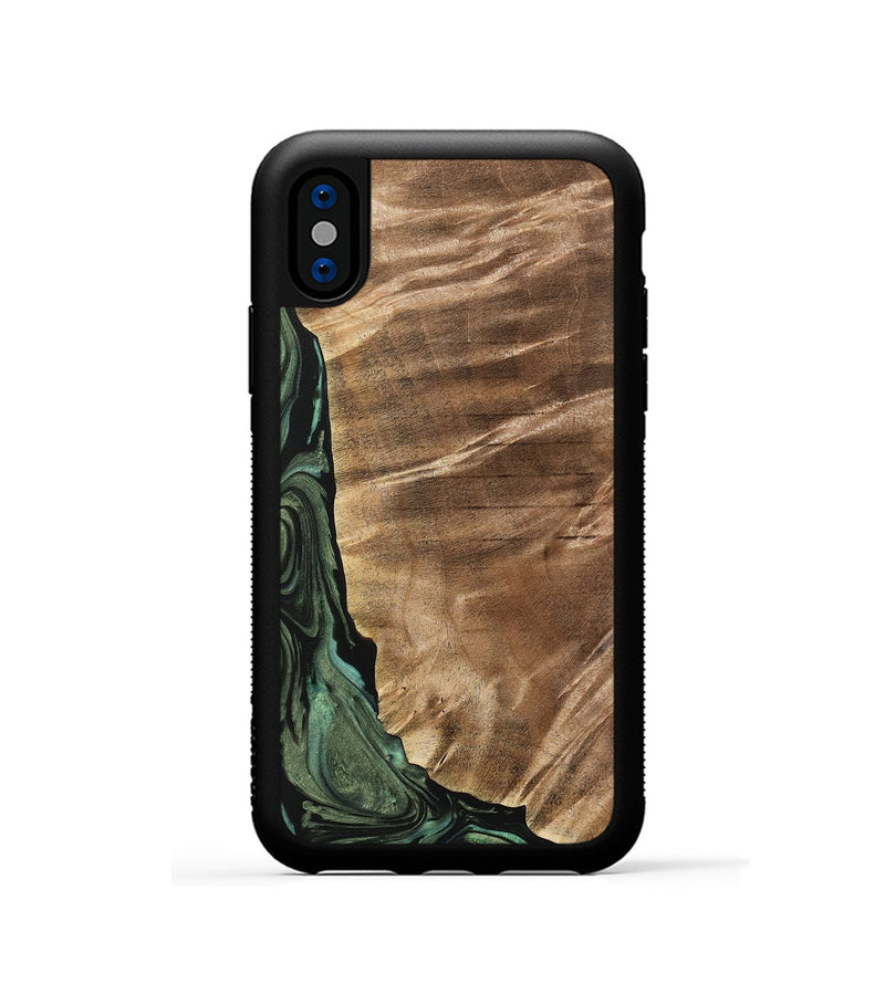 iPhone Xs Wood Phone Case - Mikala (Green, 733123)