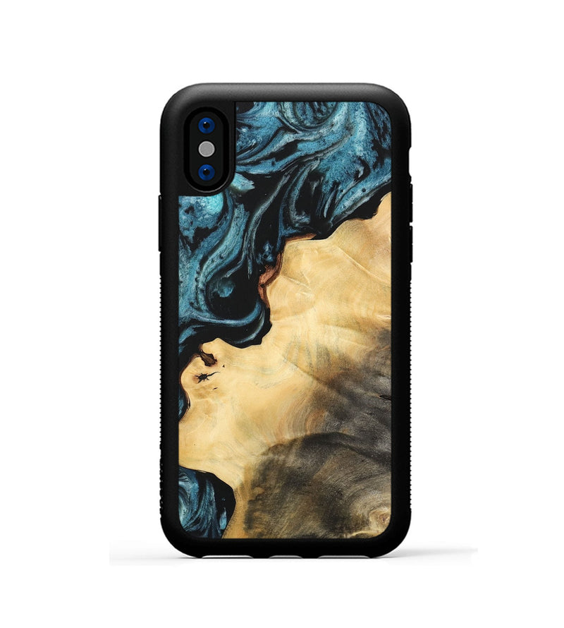 iPhone Xs Wood Phone Case - Ross (Blue, 733127)