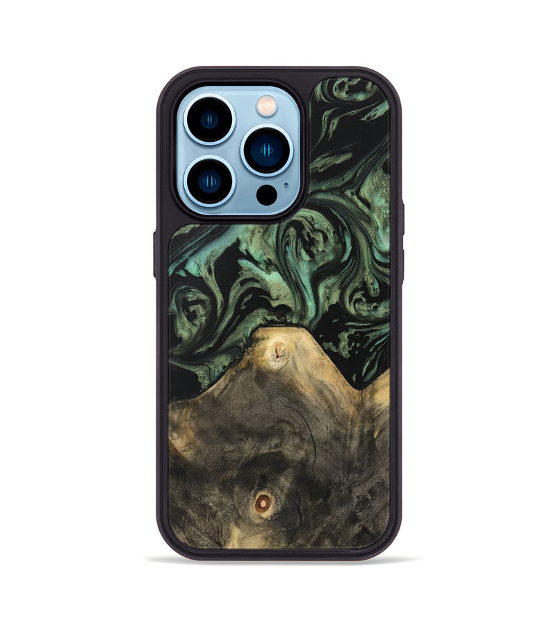 iPhone 14 Pro Wood Phone Case - Xaviera (Green, 733130)