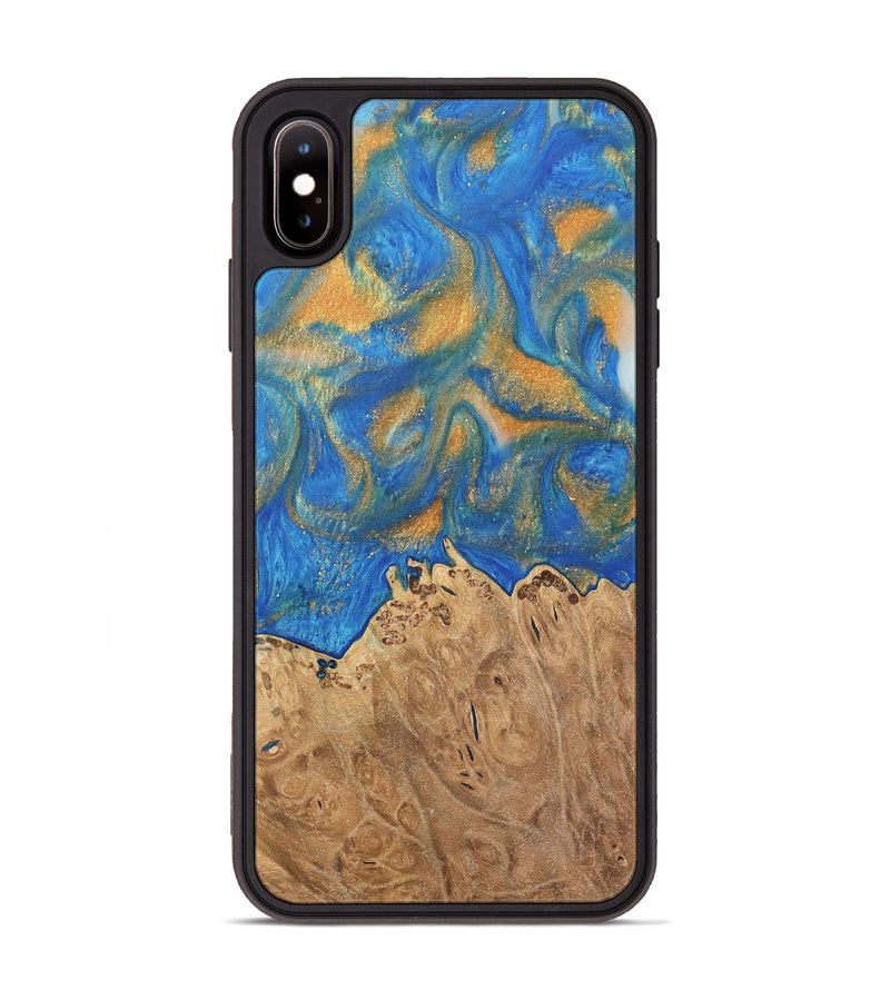 iPhone Xs Max Wood Phone Case - Lisle (Teal & Gold, 733132)