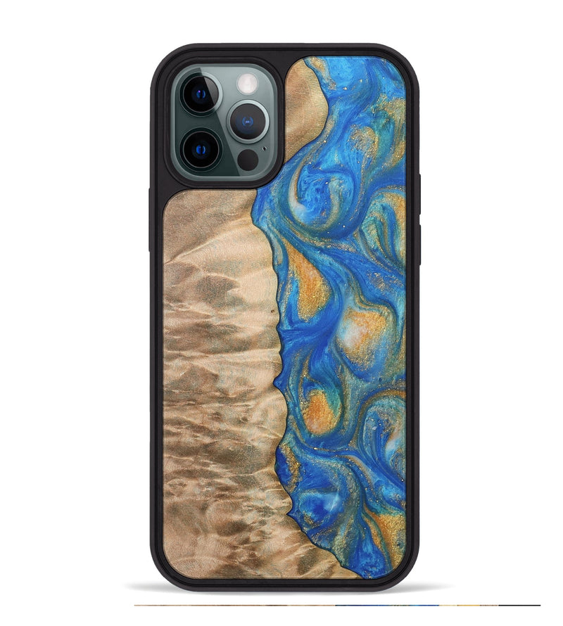 iPhone 12 Pro Max Wood Phone Case - Hoog (Teal & Gold, 733133)