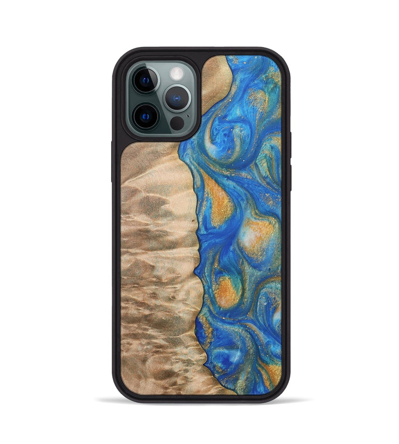 iPhone 12 Pro Wood Phone Case - Hoog (Teal & Gold, 733133)