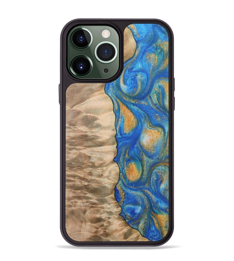 iPhone 13 Pro Max Wood Phone Case - Hoog (Teal & Gold, 733133)