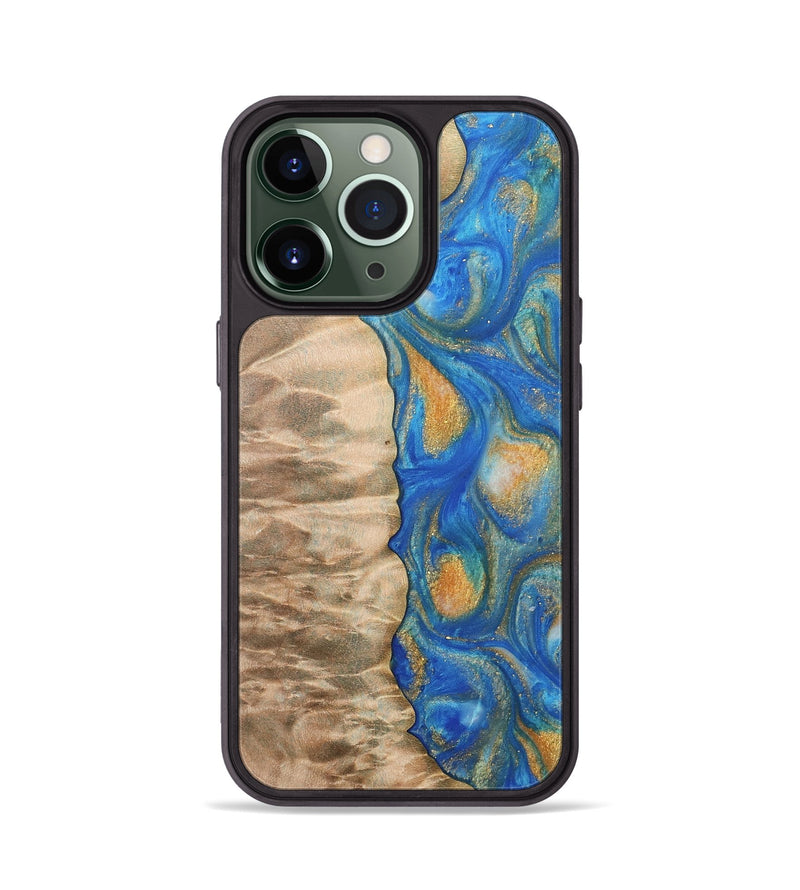 iPhone 13 Pro Wood Phone Case - Hoog (Teal & Gold, 733133)