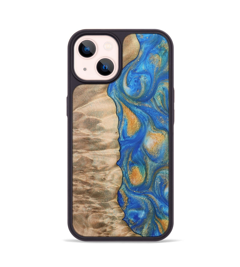 iPhone 14 Wood Phone Case - Hoog (Teal & Gold, 733133)