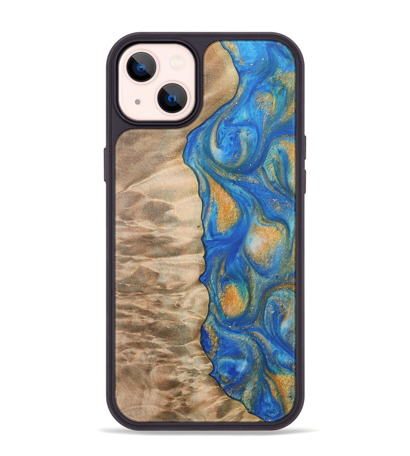 iPhone 14 Plus Wood Phone Case - Hoog (Teal & Gold, 733133)