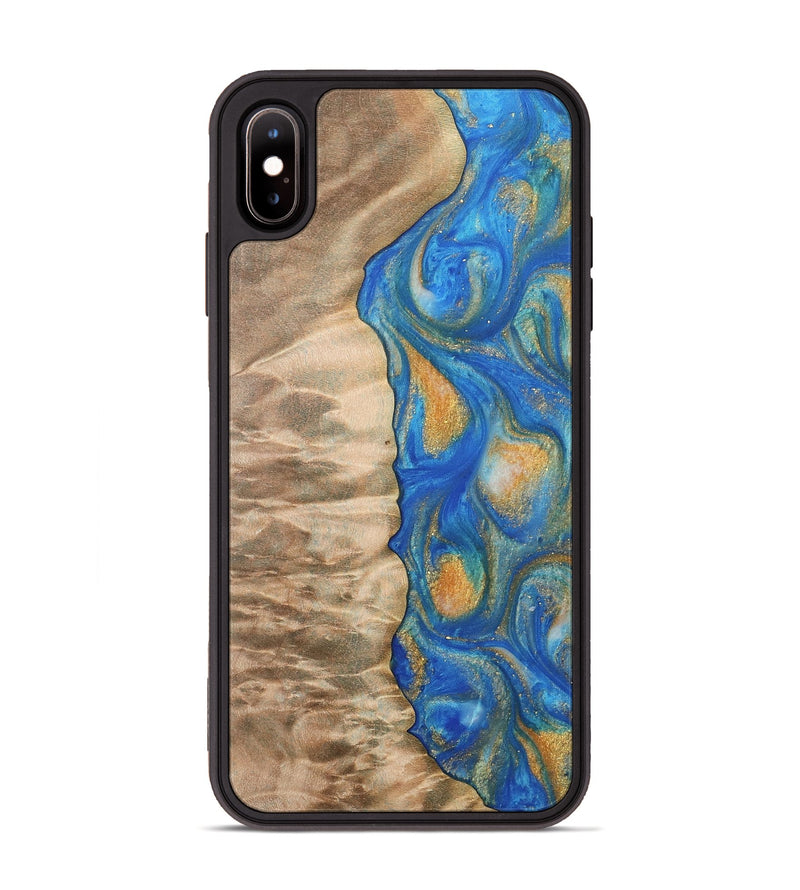 iPhone Xs Max Wood Phone Case - Hoog (Teal & Gold, 733133)