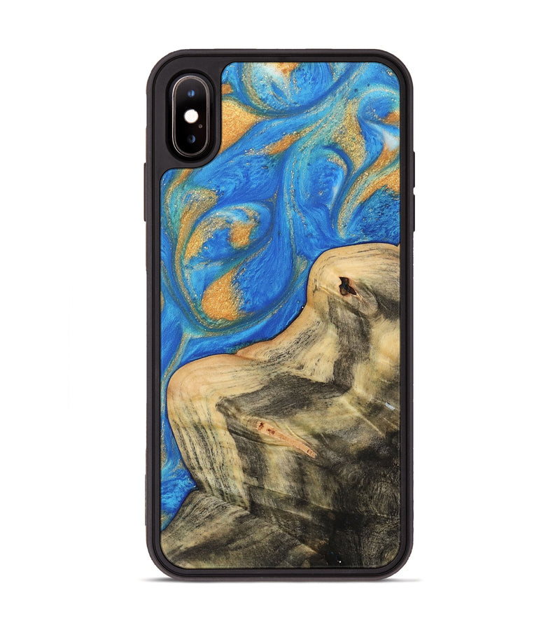 iPhone Xs Max Wood Phone Case - Idette (Teal & Gold, 733134)