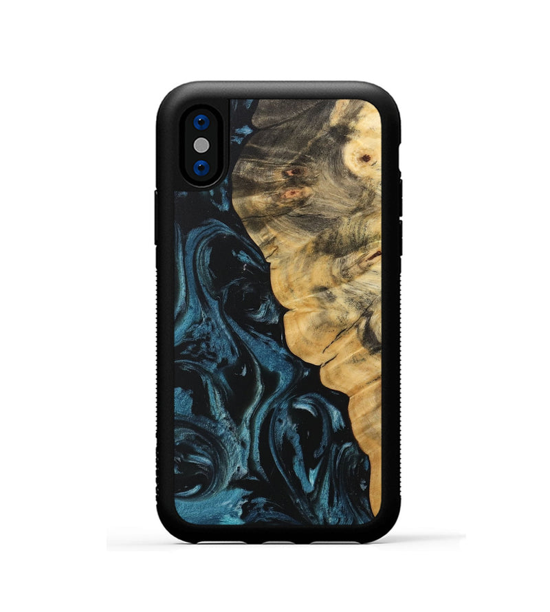 iPhone Xs Wood Phone Case - Judie (Blue, 733141)