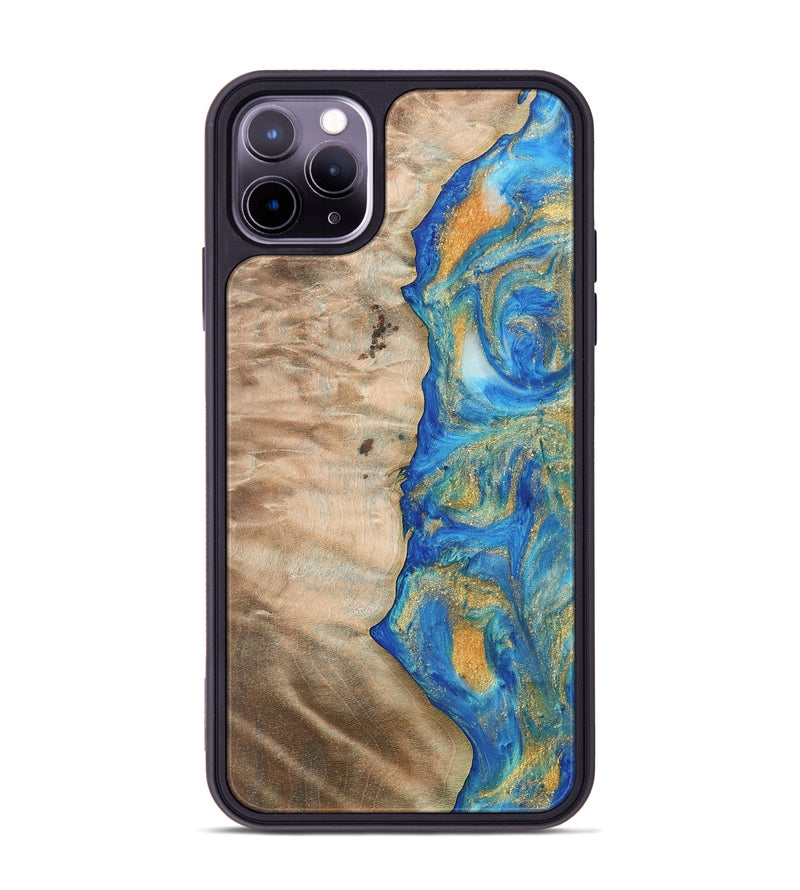 iPhone 11 Pro Max Wood Phone Case - Kitti (Teal & Gold, 733149)