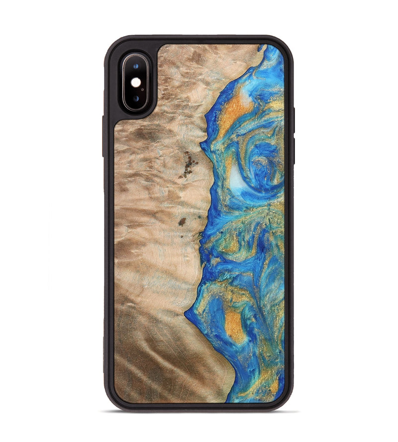 iPhone Xs Max Wood Phone Case - Kitti (Teal & Gold, 733149)