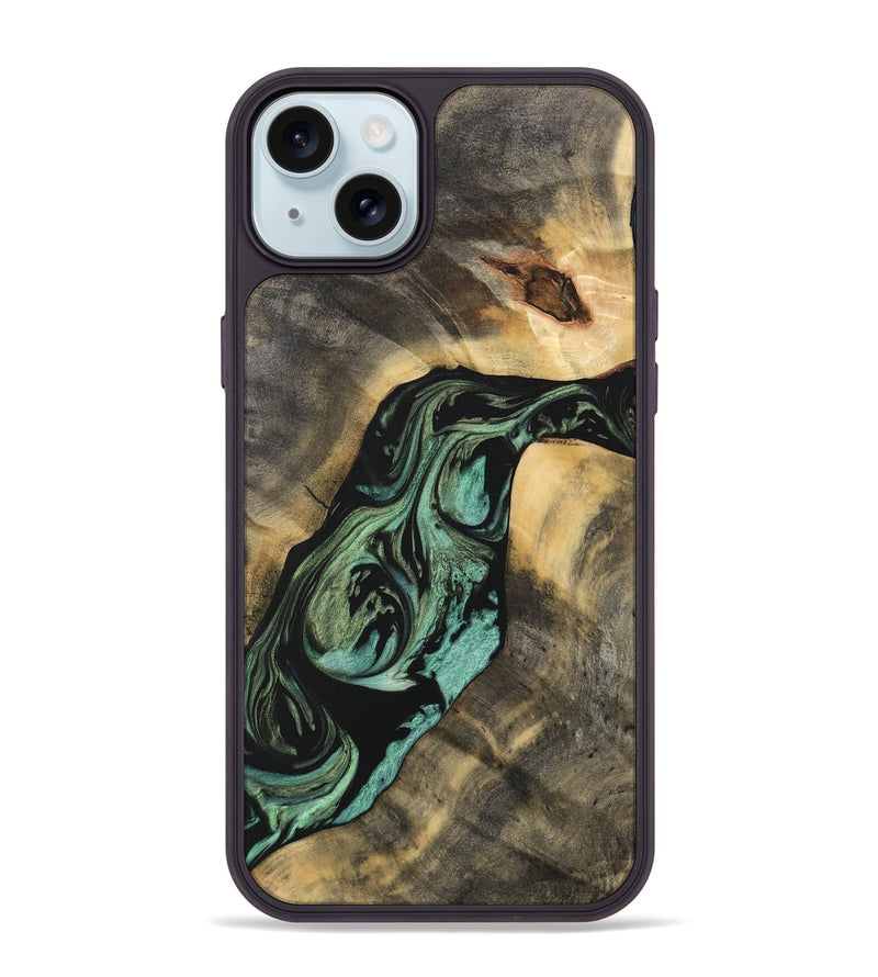 iPhone 15 Plus Wood Phone Case - Saroj (Green, 733150)