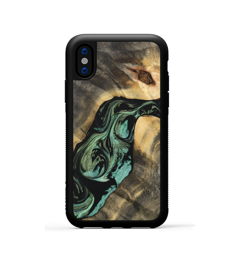 iPhone Xs Wood Phone Case - Saroj (Green, 733150)